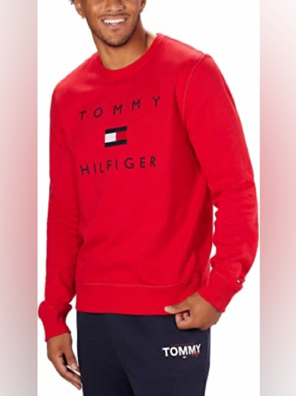 Tommy Hilfiger Men’s XL Red Apple Midweigh Crewneck Logo Sweatshirts Long Sleeve